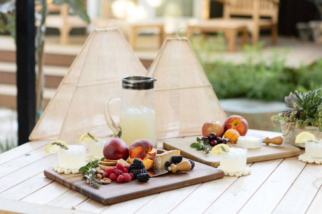 Handmade Collapsible Woven Food Tent | Natural Rose | Mixed