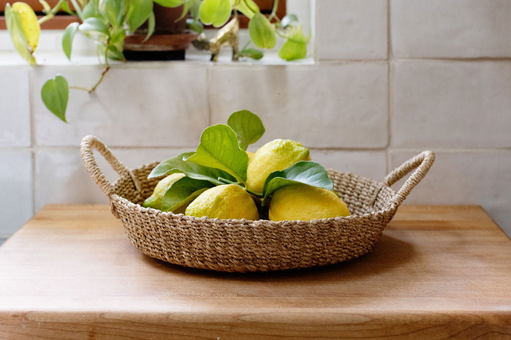 Woven  Round Tray I Pink