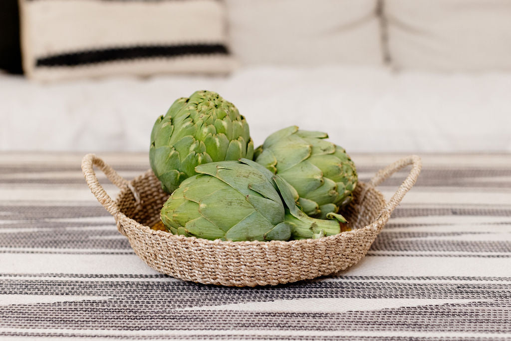 Woven  Round Tray I Pink